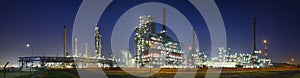 Refinery At Night Panorama