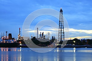 Refinery plant area at twilight Panorama