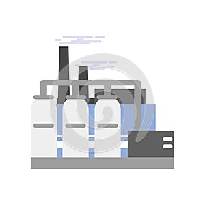 Refinery plant, industrial manufactory building vector illustration