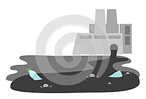 Refinery plant with wastewater pipe vector cartoon