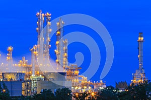 Refinery Structure with cooling tower in twilight