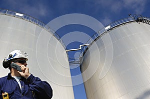 Refinery tanks and engineer