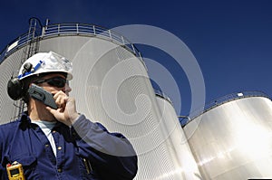 Refinery tanks and engineer