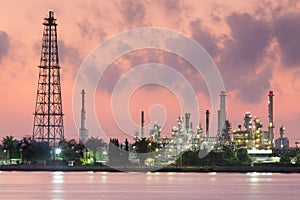 Refinery water front before sunrise sky background