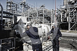 Refinery workers inside oil and gas industry