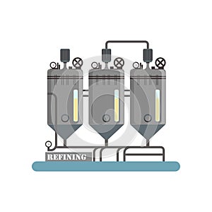 Refining, equipment for sunflower oil production vector Illustration on a white background