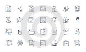 Refining line icons collection. Purify, Distill, Clarify, Extract, Homogenize, Concentrate, Process vector and linear