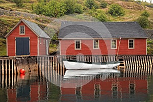 Refleaction of boat and building