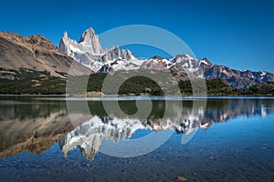 Reflecion of Mount Fitz Roy on Capri Lagoon