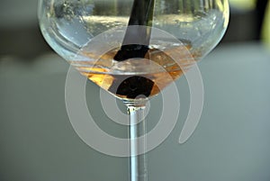 Reflecion of a straw in a cocktail glass