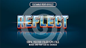 reflect 3d modern text effect, editable text effect vector illustration