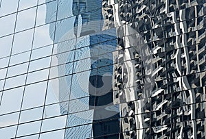 Reflect from glass window show buildings