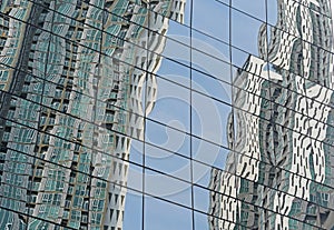 Reflect from glass window show buildings