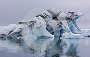 Reflected Iceberg on Jokulsarlon Lake, Southern Iceland