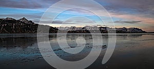 Reflected mountains and sky in Southern Iceland