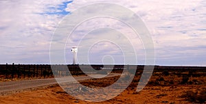 Reflected sunlight striking 4000 heliostats on the tower of the solar power plant near Upington in South Africa. photo