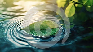 reflecti leaf floating on water