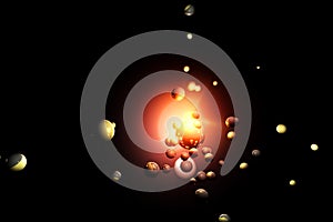 Reflecting balls in bright visible orange light