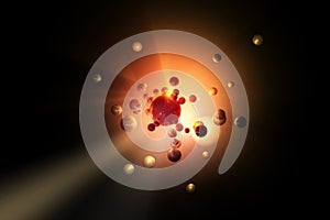 Reflecting balls in bright visible orange light