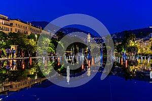 Reflecting fountain on Promenade du Paillon in Nice France photo