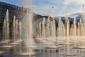 Reflecting fountain on Promenade du Paillon in Nice France photo
