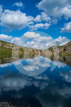 Reflection in alpine lake