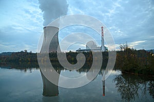 Reflection of an atomic reactor in the water