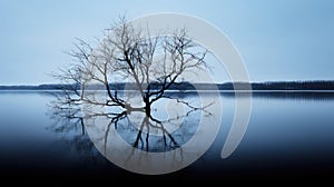 reflection birch tree silhouette