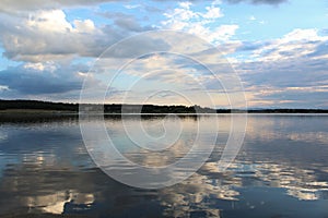 Reflection of blue sky and clouds in a lake