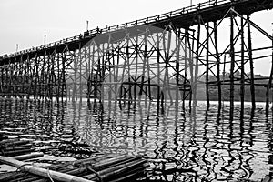 The reflection of the bridge