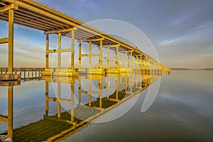 Reflection of a bridge
