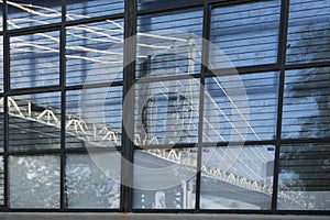 Reflection of the Brooklyn Bridge