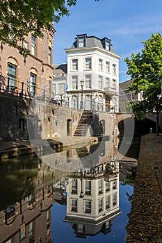 Reflection of a building in the nieuwegracht Utrecht photo