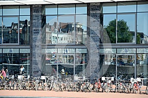 Reflection in glass wall