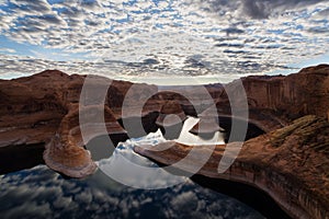 Reflection Canyon Mountain with reflection of River