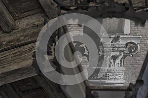 Reflection on a chandelier