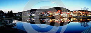 Reflection of a city, panoramic photo