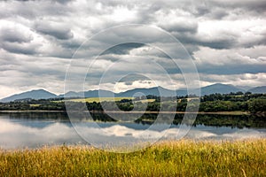 Reflection of clouds on the water surface