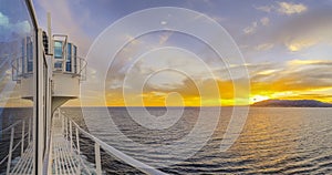 Reflection on the deck of a cruise ship