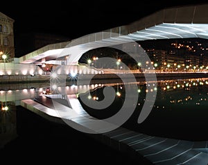 Reflection of Deusto universitys bridge photo