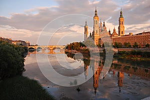 Reflection of El Pilar, Zaragoza,Spain.