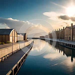 reflection evening morning bridge dusk sunset sea horizon dawn sunlight sky river water sunrise pier waterway skyline walkway dock