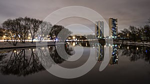 Reflection of high-rise residential buildings in the lake 3