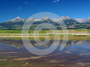 Reflection of High Tatras in lake