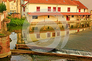 Reflection of the house in the river at sarrebourg france