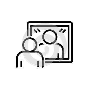 Black line icon for Reflection, mirror and image