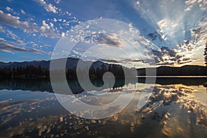 Reflection in lake Beauvert