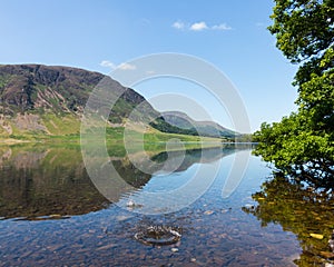 Reflection on Lake District hills in Crummock