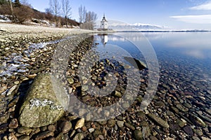 Lake Liptovska Mara and mountains at background, Slovakia