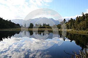 Reflection on Lake Matheson, New Zealand